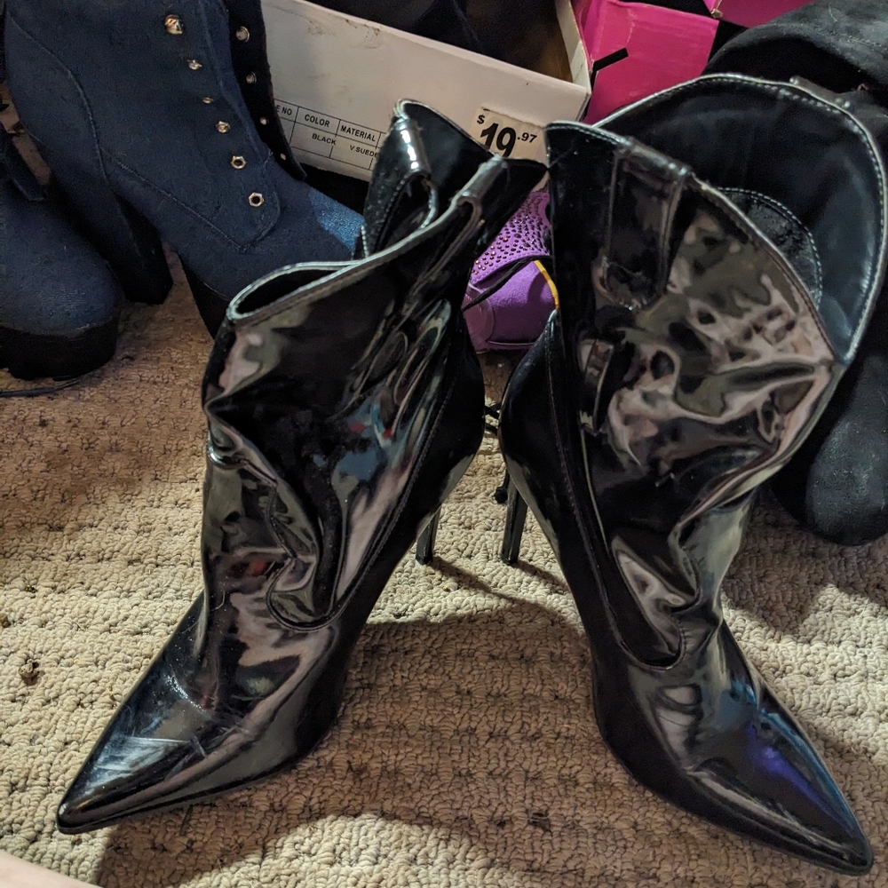 Cape Robbin PVC black ankle boots